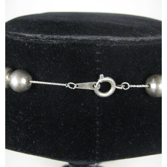 Necklace 32 in Jewelry Silvertone Beaded Statement Vintage Strand Metal - Picture 5 of 5